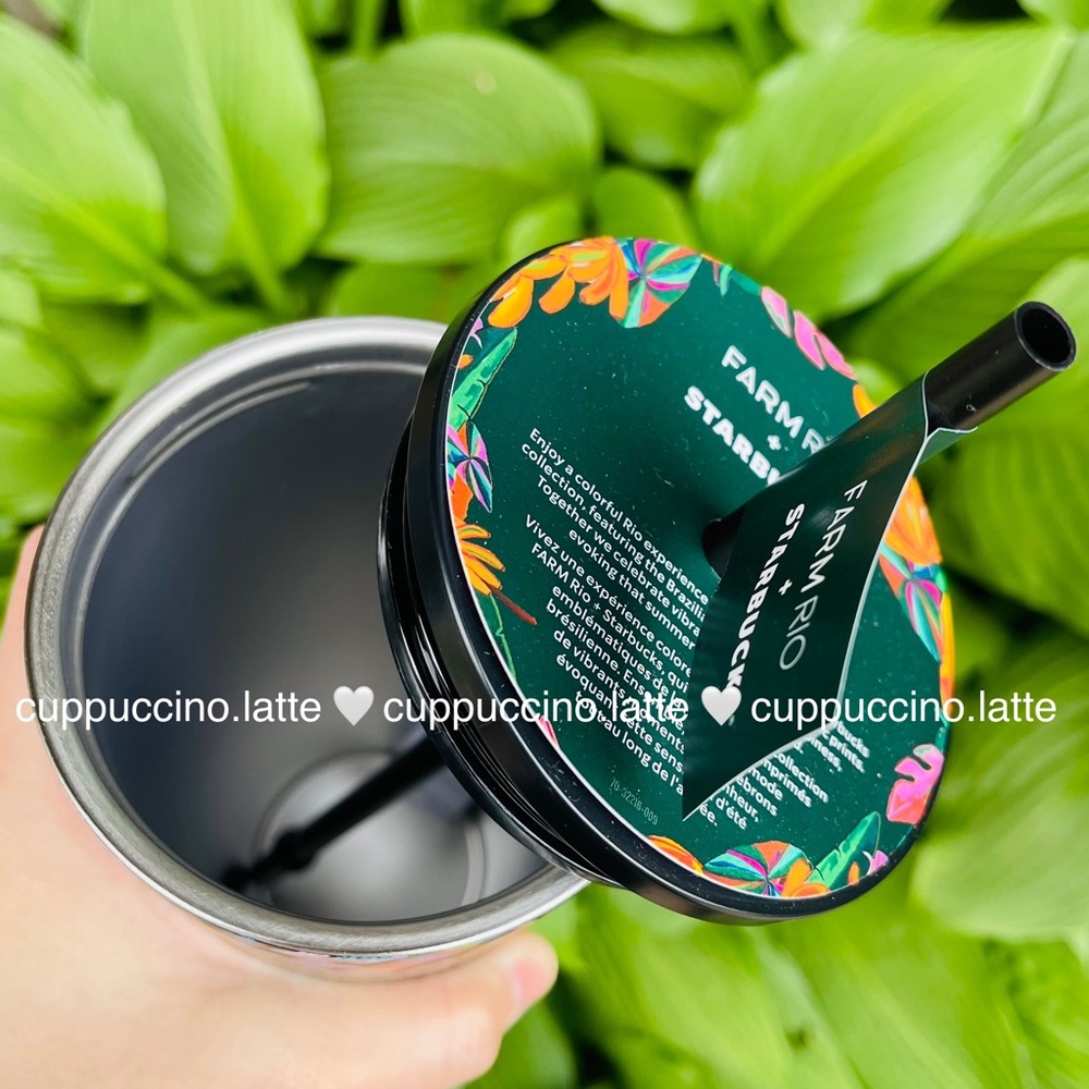 🌈SOLD OUT🌴Starbucks + FARM Rio Black Tropical ‘Borogodo’ SS Tumbler & Bottle - Picture 9 of 16